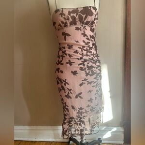BCBGMaxAzria Pink and Brown Midi Dress
